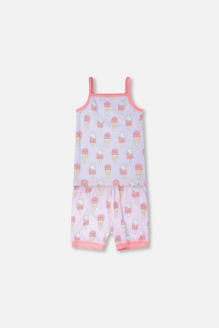 Organic Cotton Two-Piece Pyjama Set Lilac Printed Ice Creams