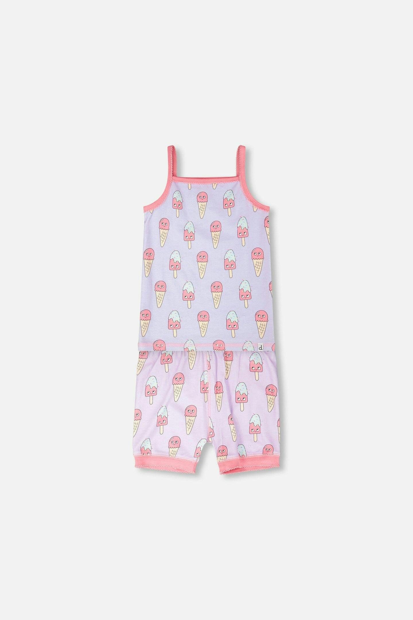 Organic Cotton Two-Piece Pyjama Set Lilac Printed Ice Creams