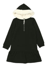 Couture Contrast Zip-Up with Fur Lined Hood Dress