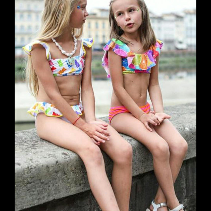 Mini Ruffle Shoulders & Waist Two-Piece Bikini