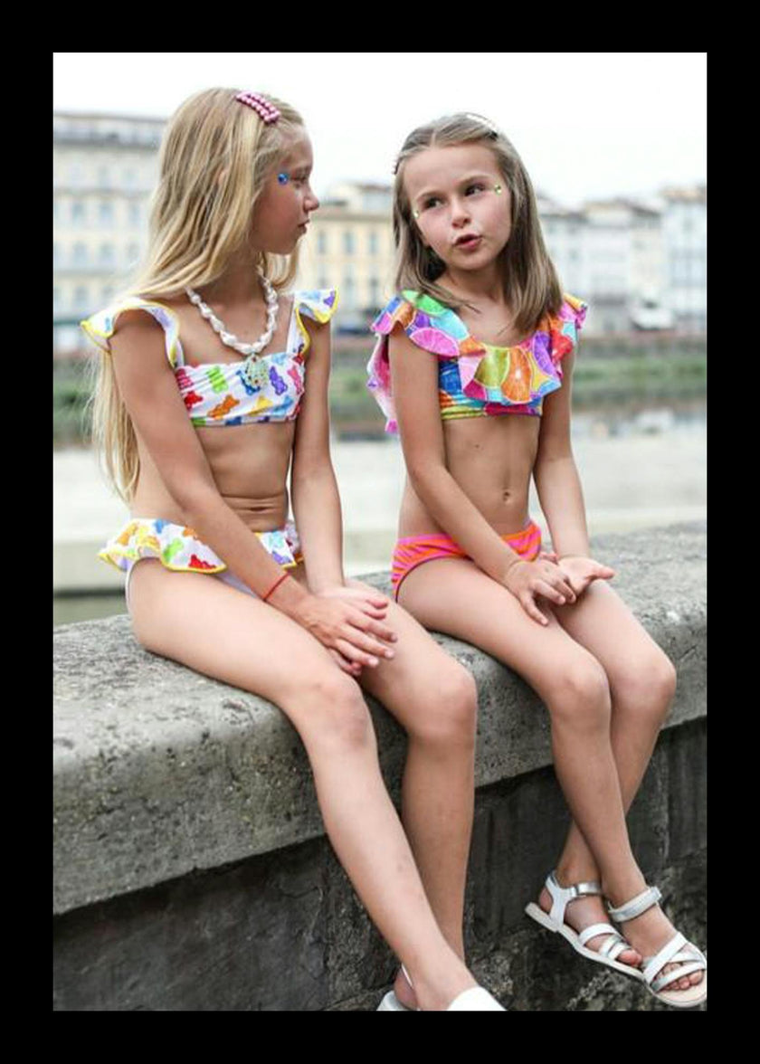 Mini Ruffle Shoulders & Waist Two-Piece Bikini
