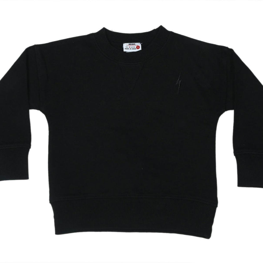 Kids Crew Neck Sweatshirt - Black Bolt