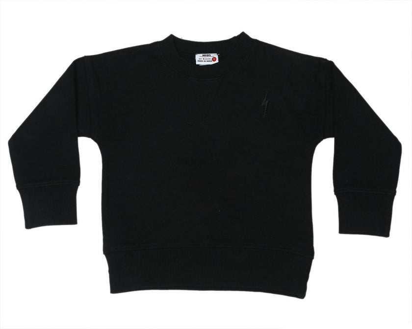 Kids Crew Neck Sweatshirt - Black Bolt