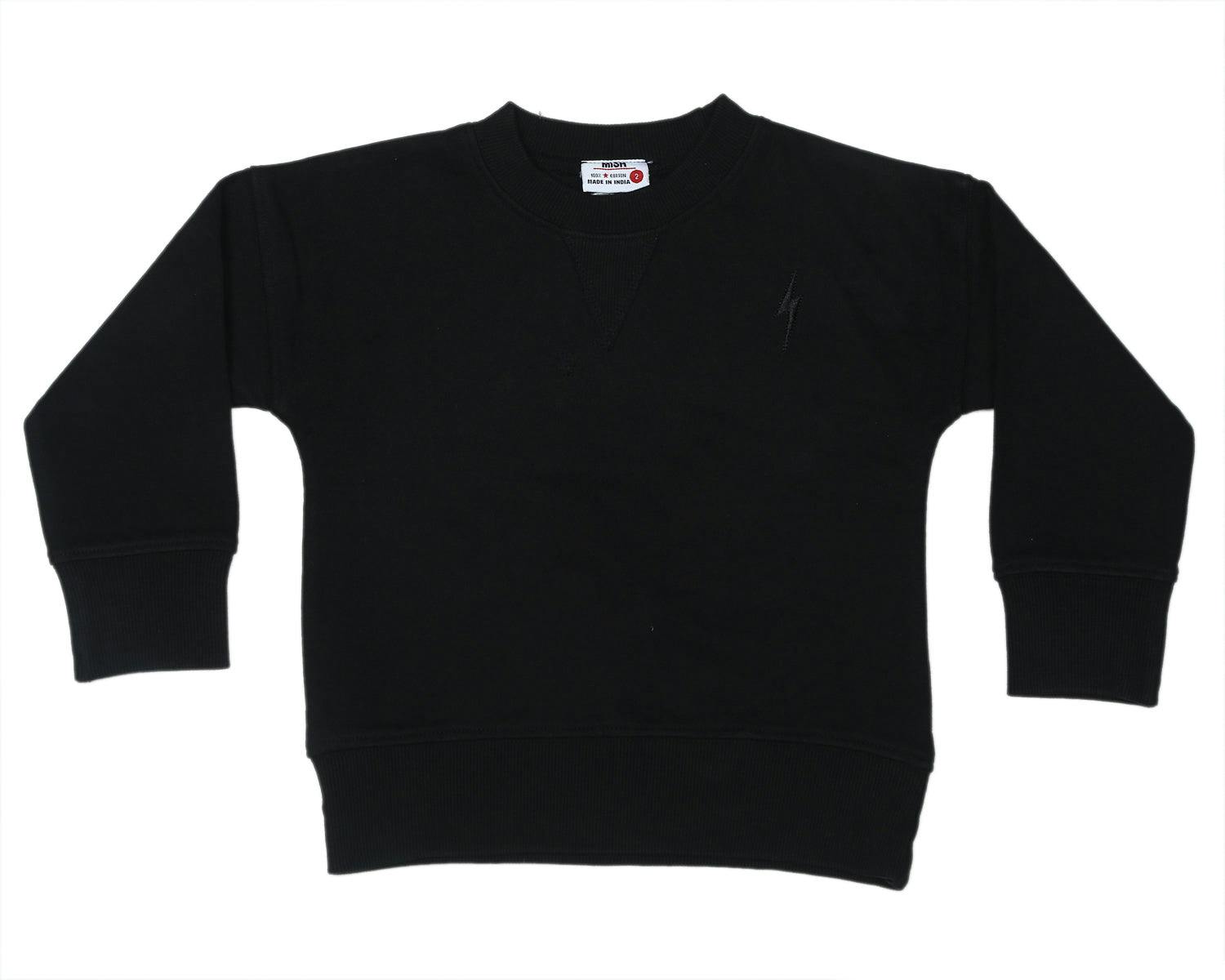 Kids Crew Neck Sweatshirt - Black Bolt
