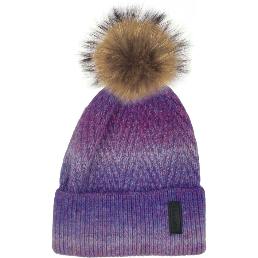 Ombre Knit Hat With A Genuine Fur Pom (TikTok)