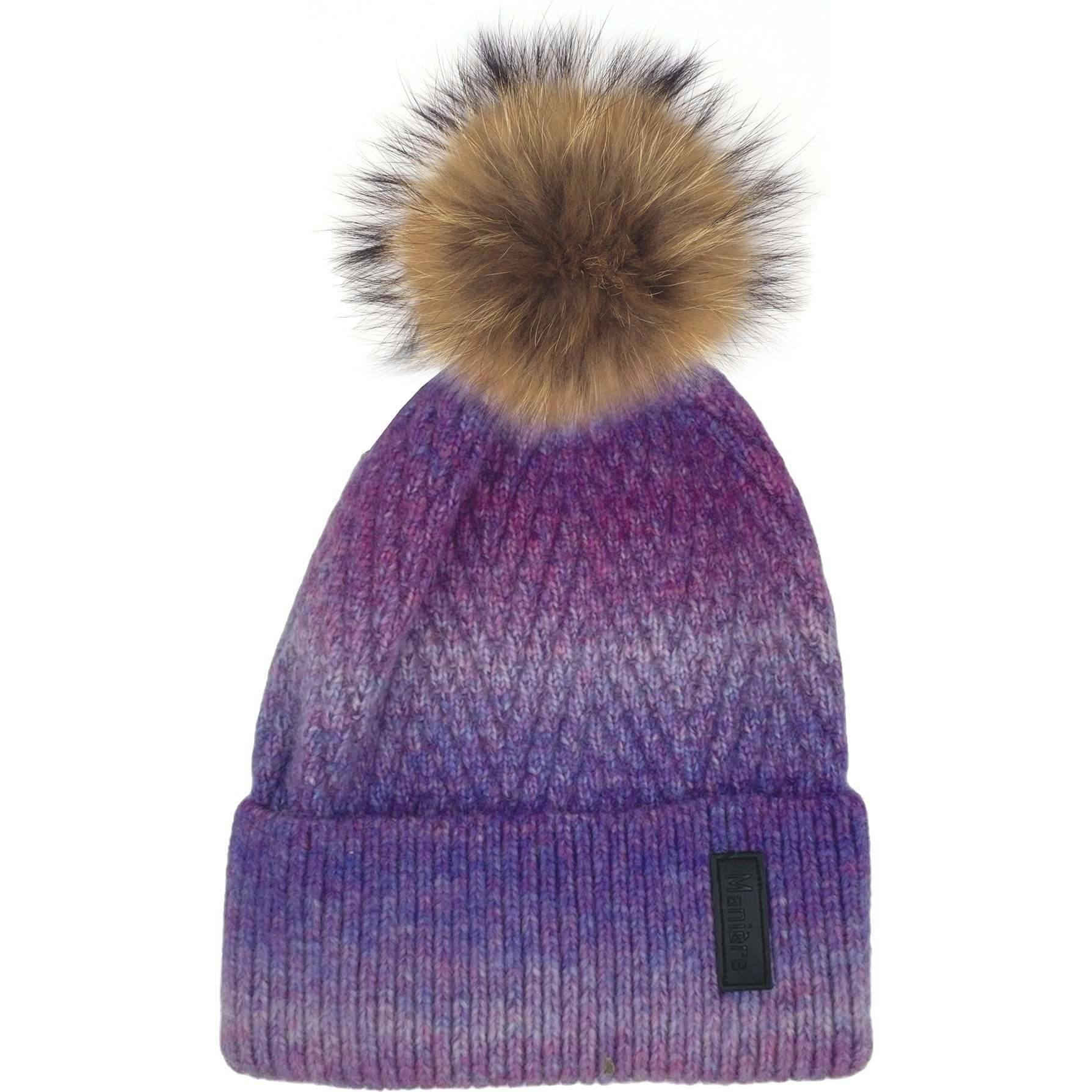 Ombre Knit Hat With A Genuine Fur Pom (TikTok)