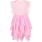 Gigi Feather Sleeve Tired Tulle Dress