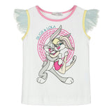 White Lola Print Ruffle T-Shirt
