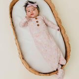 Newborn Wood Button Knotted Gown - Gigi