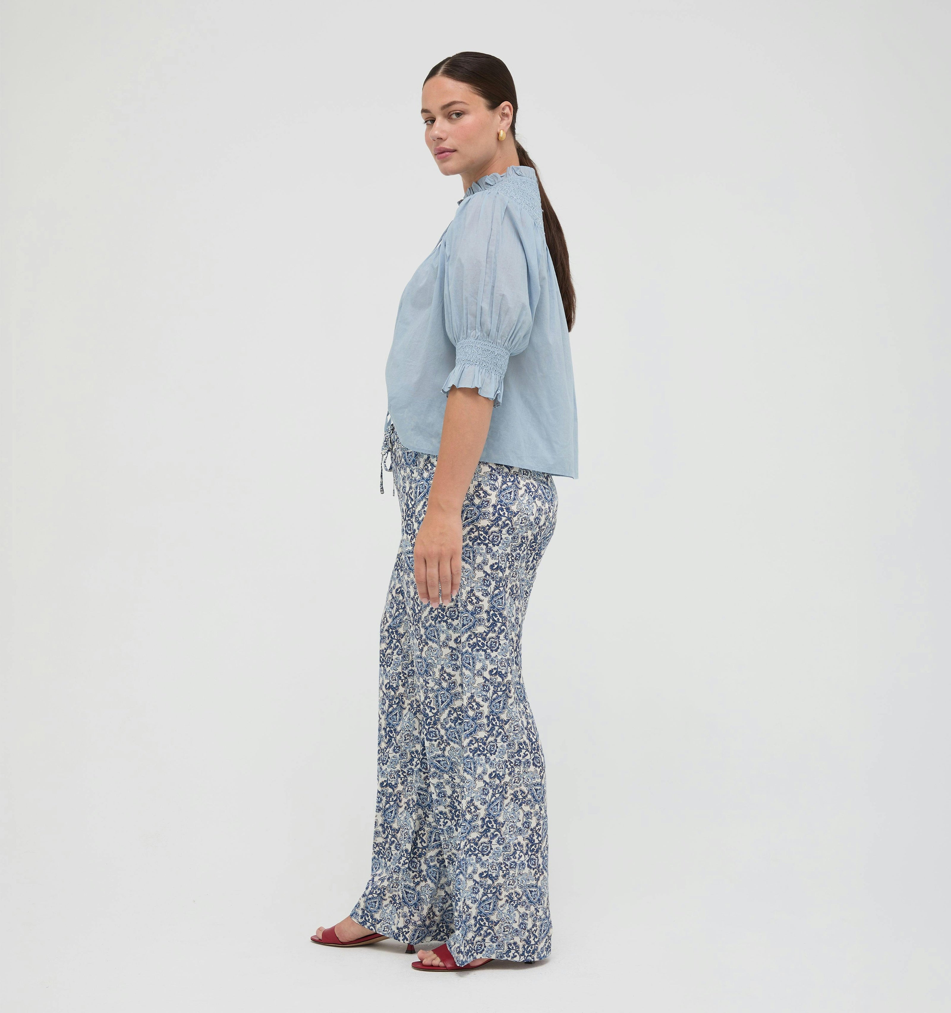 The Zinnia Top -  Dusty Blue