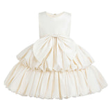 Champagne Marina Satin Tiered Dress