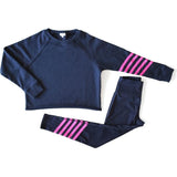 Women's Cropped Crew Neck With Neon Stripes