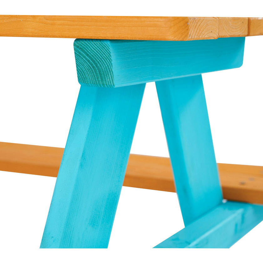 Outdoor Picnic Table & Chair Set - Wood / Petrol