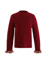 Ruby Red Ruffle-Knit Sweater