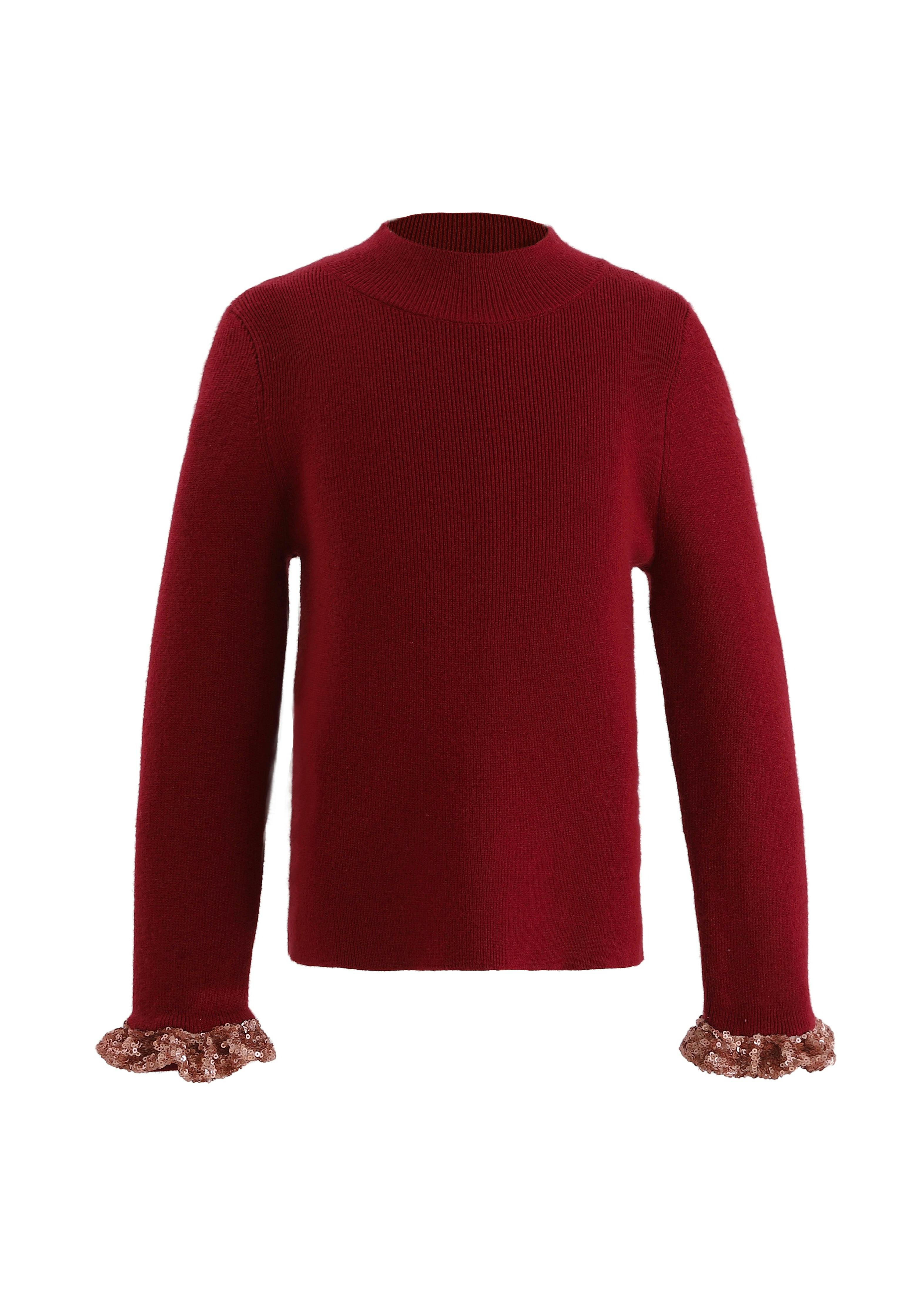 Ruby Red Ruffle-Knit Sweater