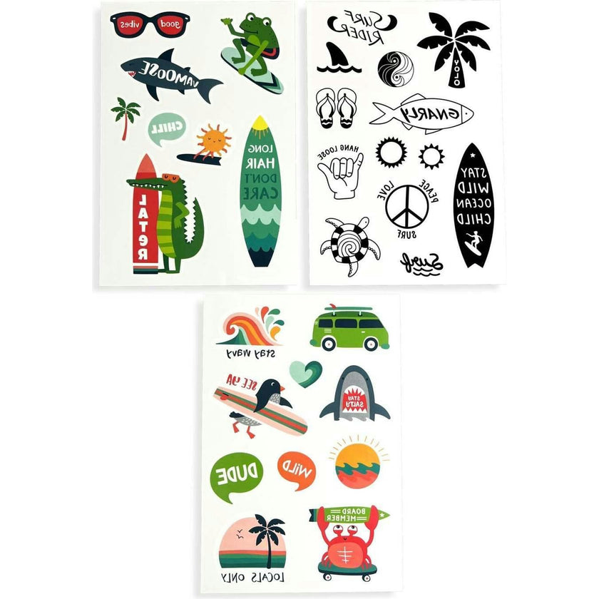 Tattoo Palooza Temporary Tattoos Mini Pack - Beach Days - 3 Sheets