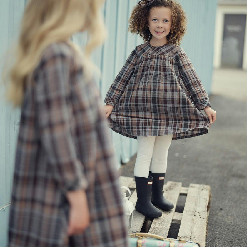 Sweet Plaid Long Sleeve Dress