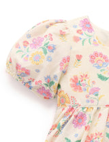Linen Blend Dress & Headband Mexican Floral