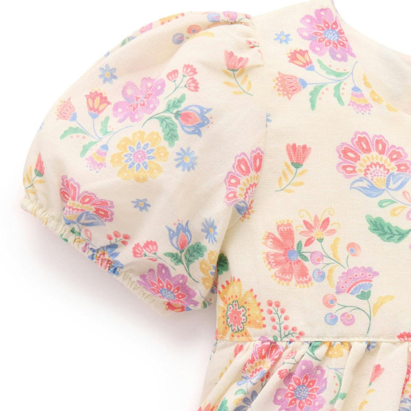 Linen Blend Dress & Headband Mexican Floral