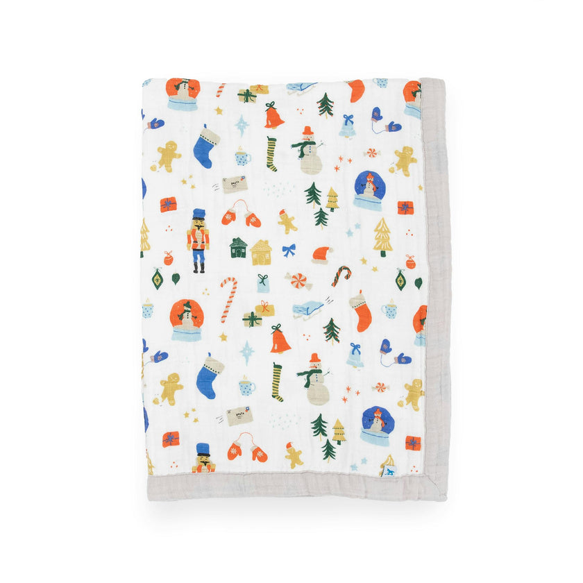 Cotton Muslin Baby Quilt - Christmas Time