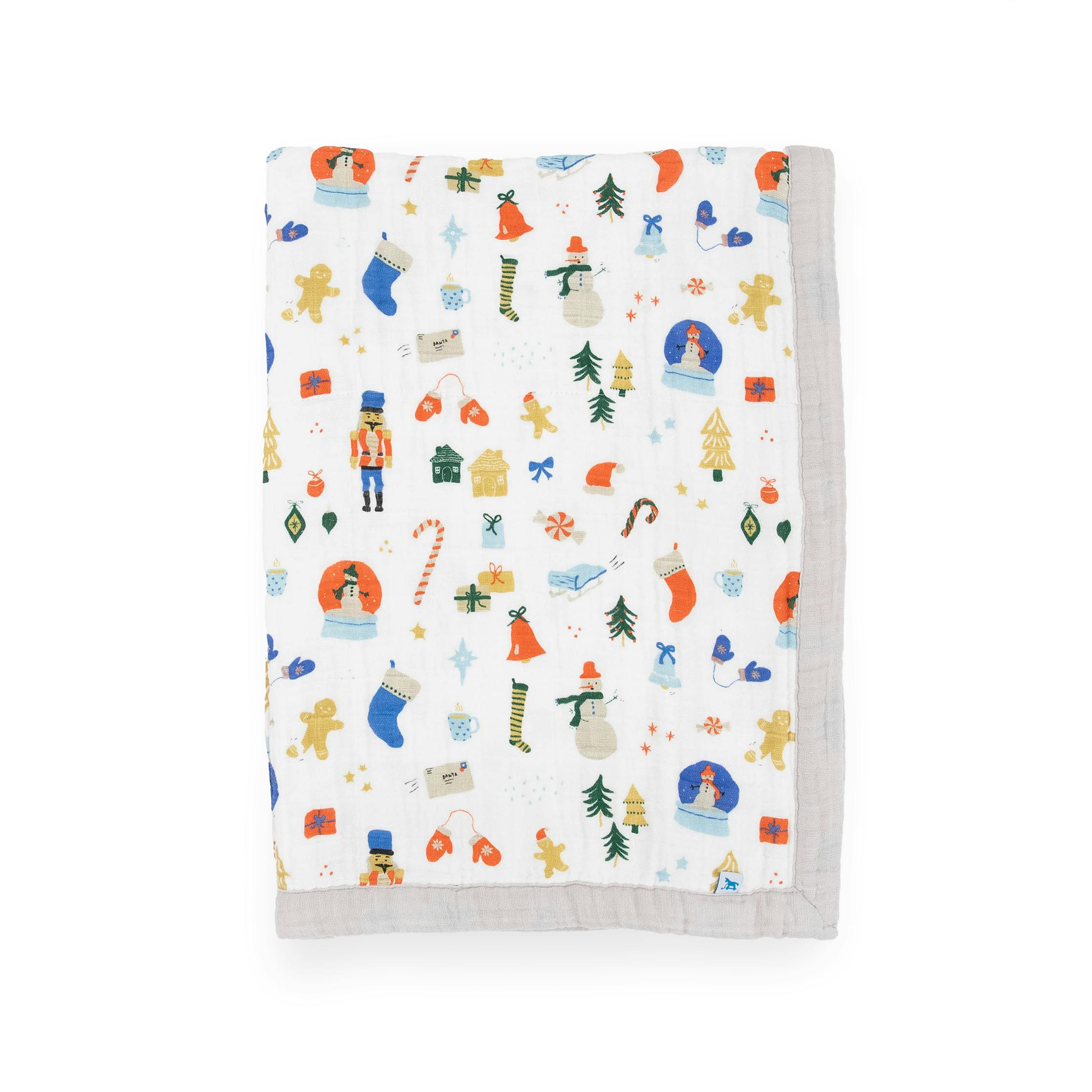 Cotton Muslin Baby Quilt - Christmas Time