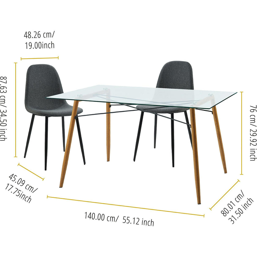 Minimalista Fabric Dining Chair with Black Metal Legs