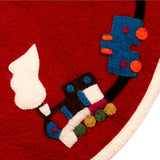 Handmade Toy Train Red Christmas Tree Skirt Felt 26"/60" Arcadia Home