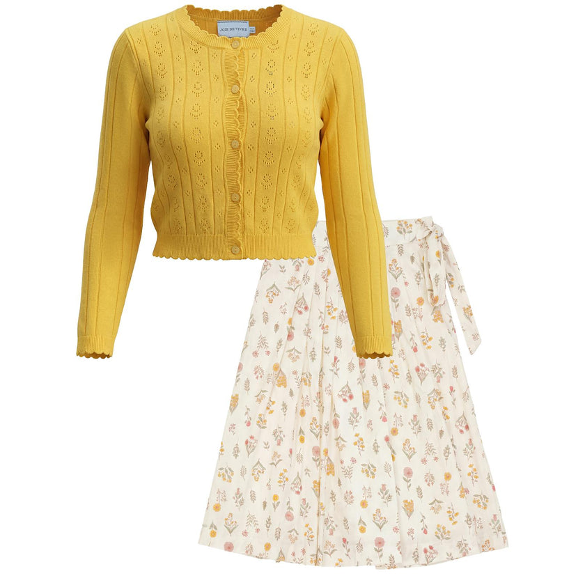 Two Piece Set With Pointelle Cardigan