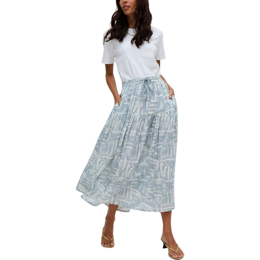 Bonnie Shirred Waist Warhol Print Midi Skirt