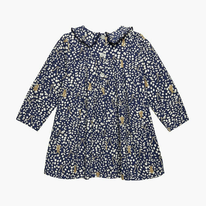 Baby Woodland Bunny Jersey Dress in Navy