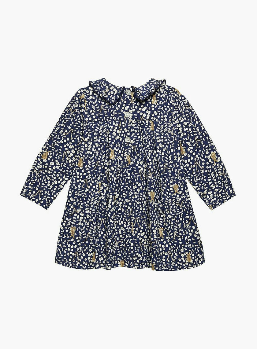 Baby Woodland Bunny Jersey Dress in Navy
