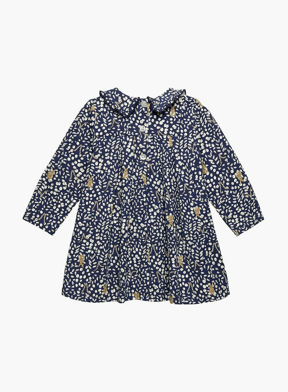Baby Woodland Bunny Jersey Dress in Navy