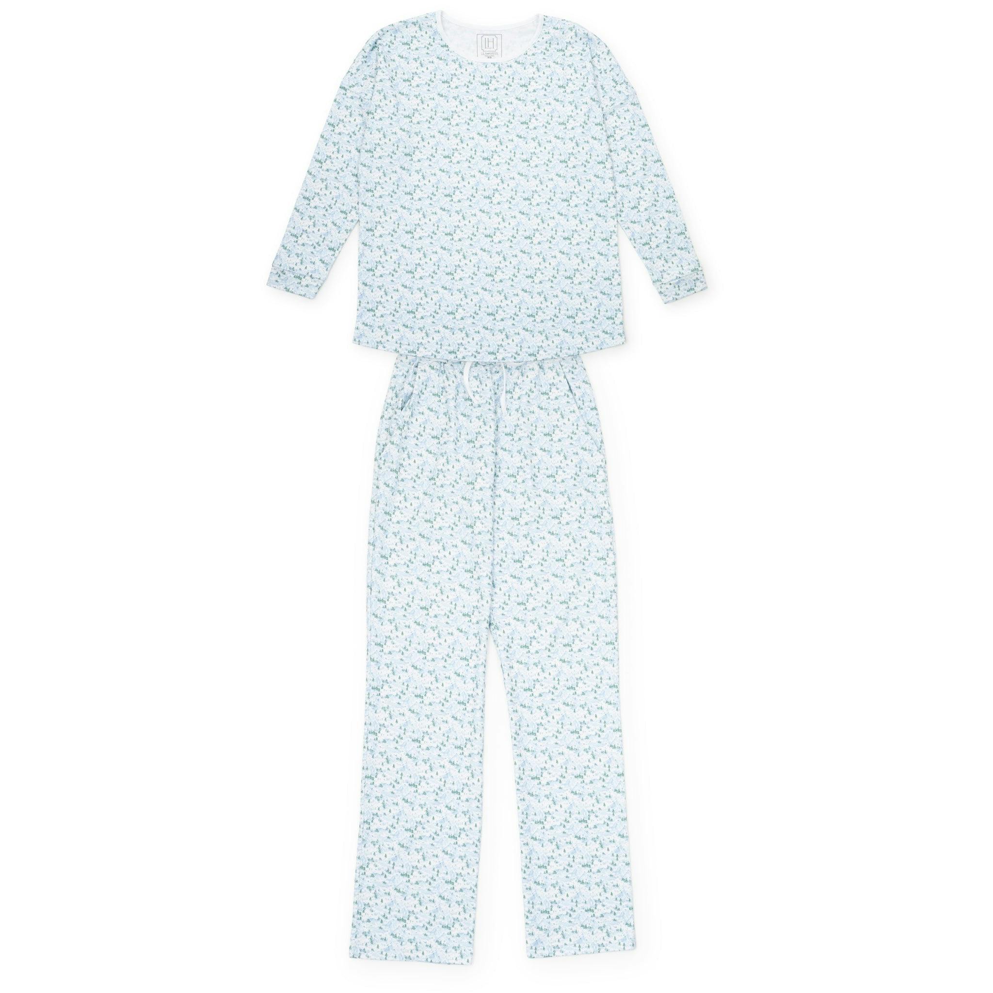 Audrey Women's Longsleeve Top Pant Set - Snow-Capped Mountains