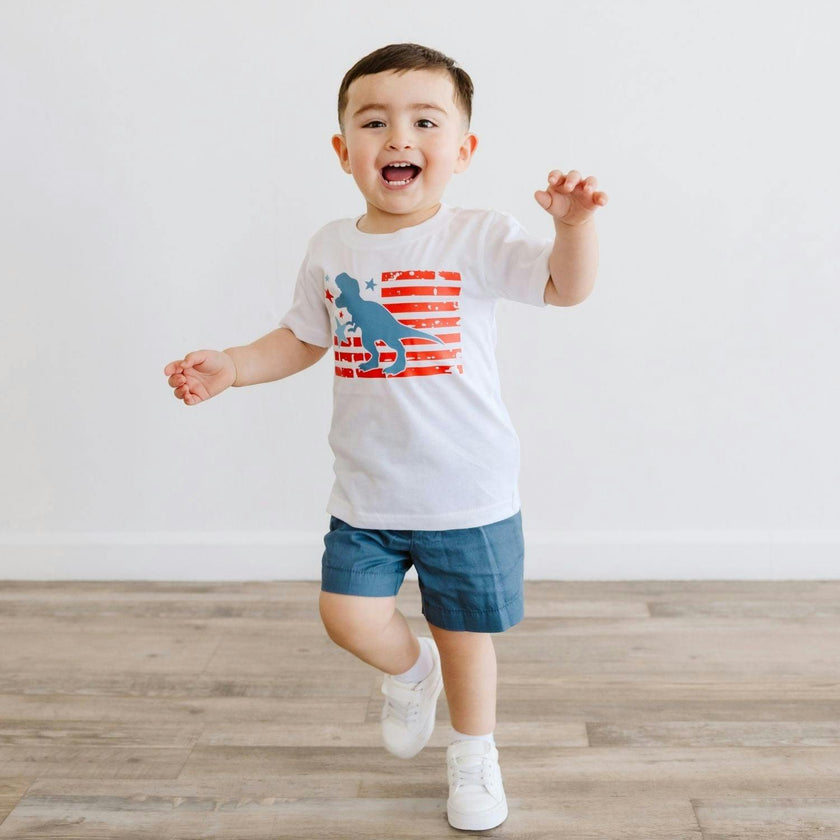 All American Dino Short Sleeve T-Shirt - White