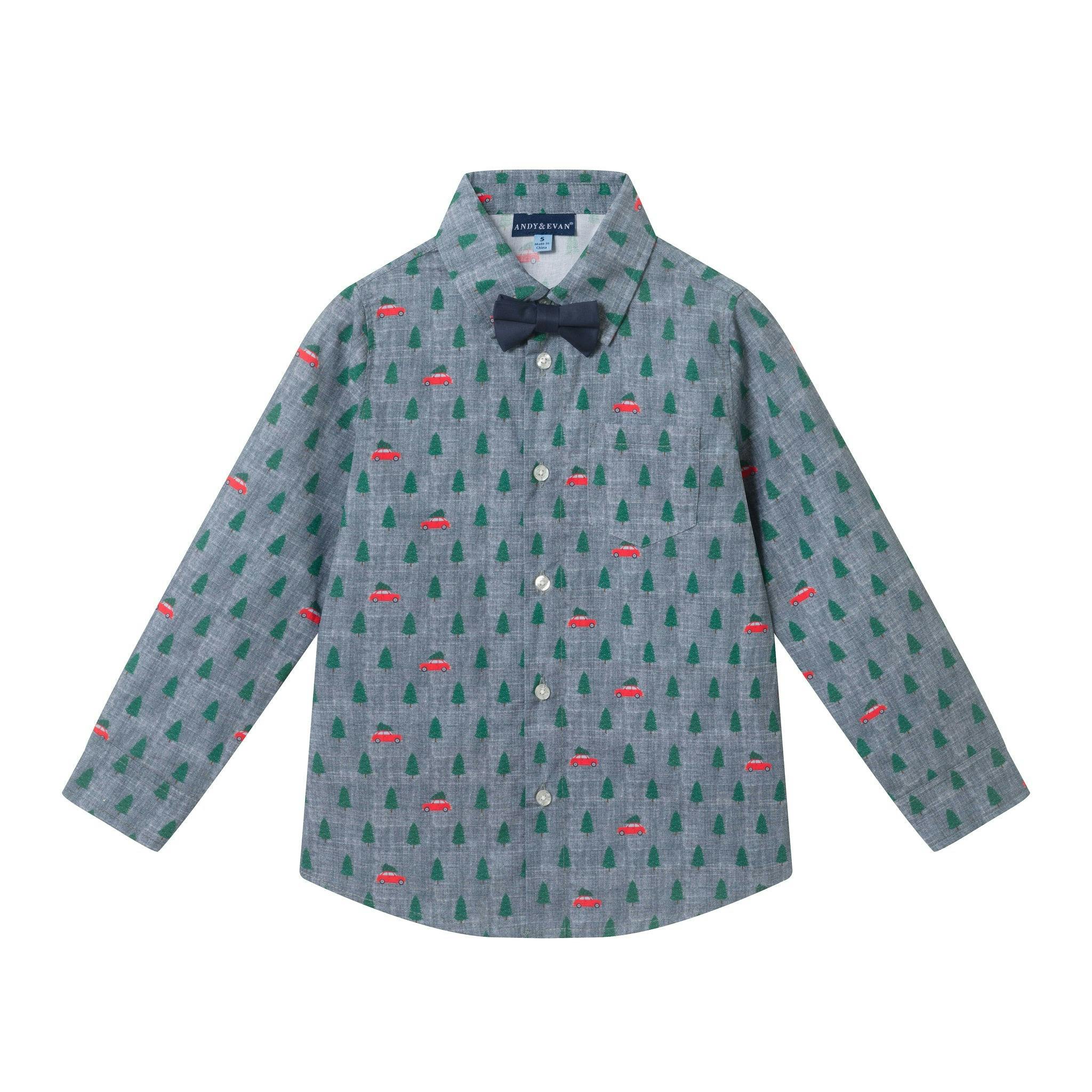 Boys (4-7) Buttondown Set | Christmas Tree Cars