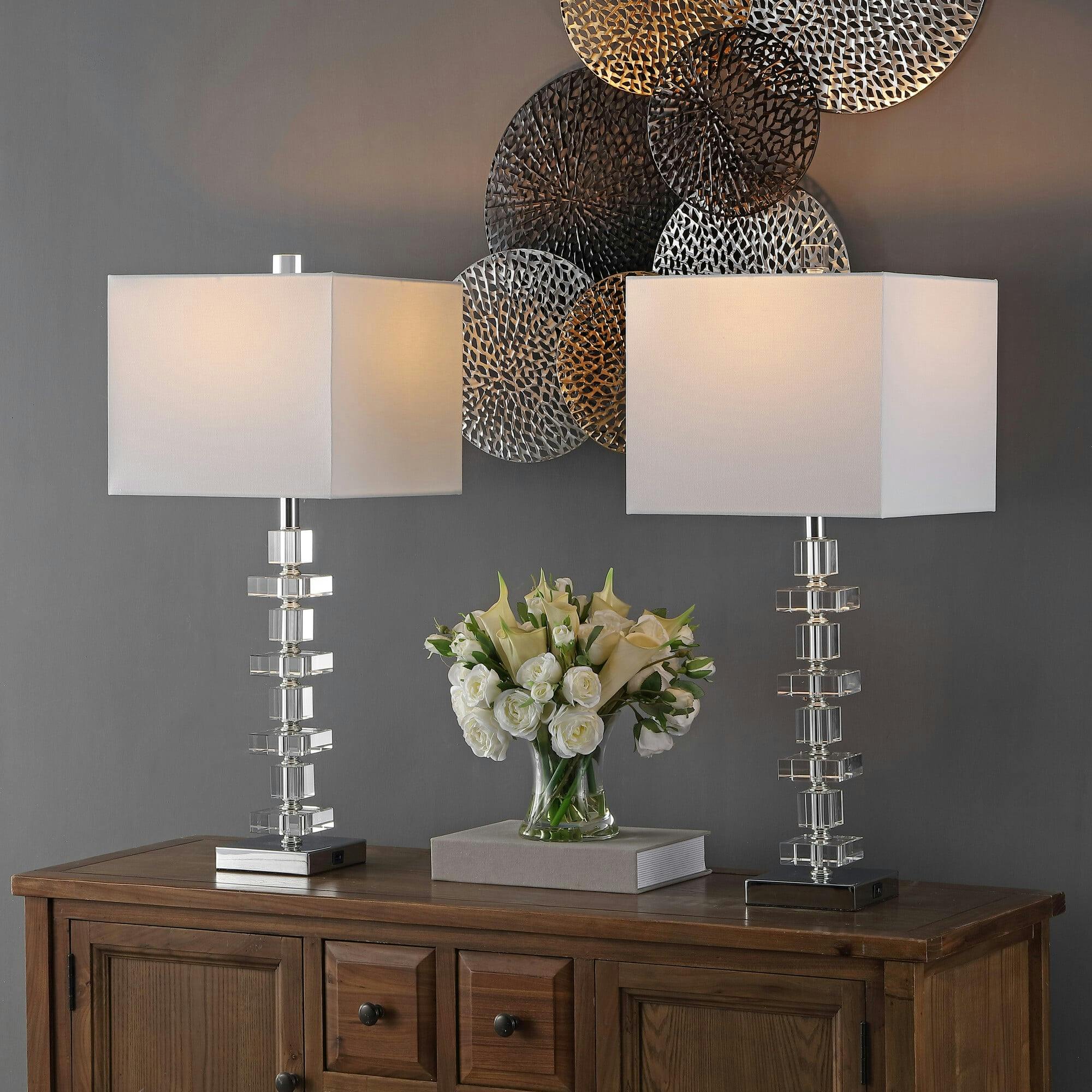 Deco Crystal Table Lamps with USB Port