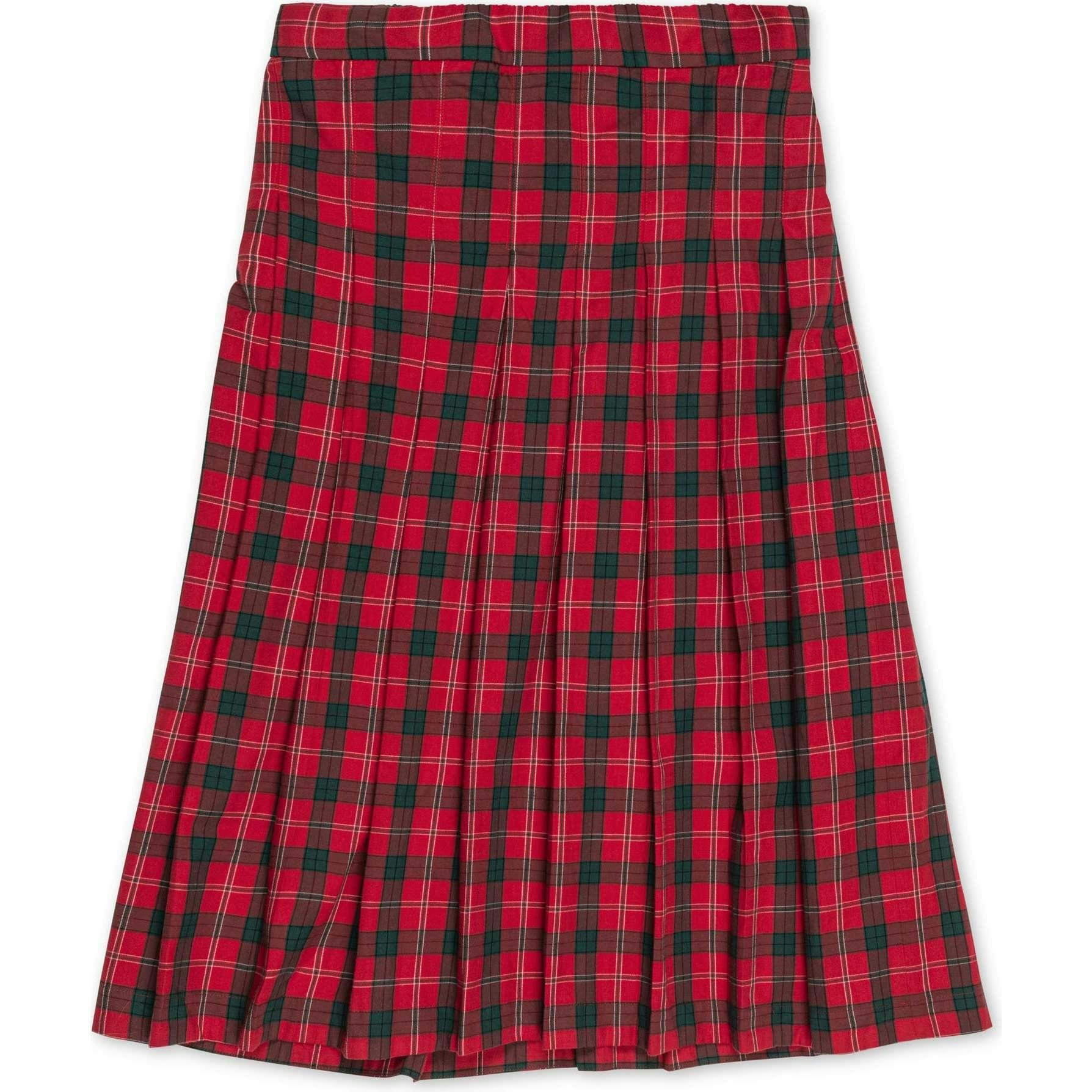 Organic Pleated Midi Skirt, Red