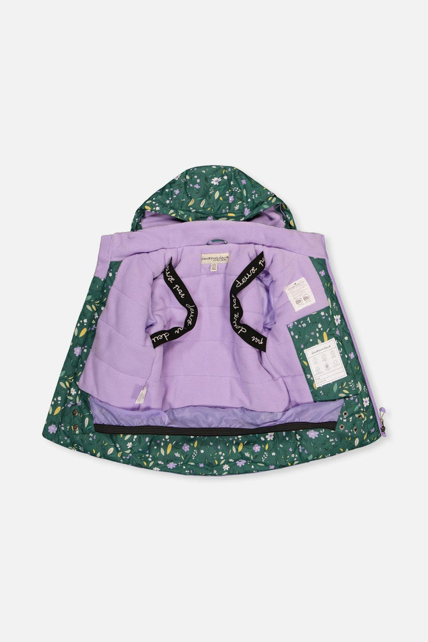 Two Piece Play Snowsuit Green Mini Flower Print
