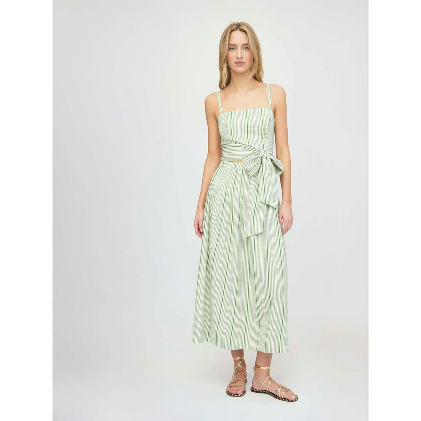 The Ame Skirt - Green Jacquard Stripe