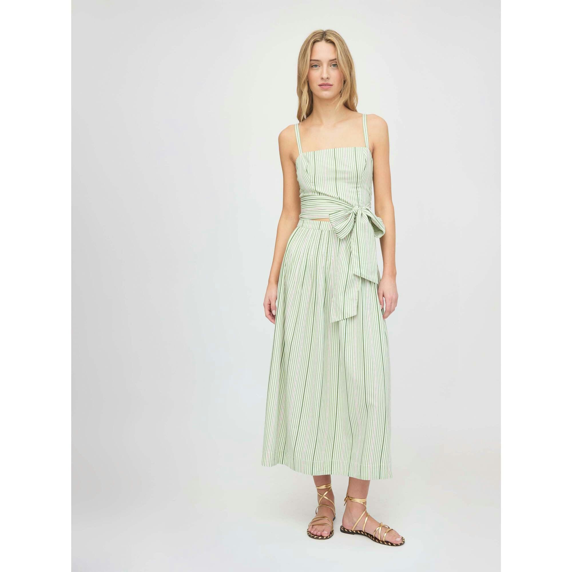 The Ame Skirt - Green Jacquard Stripe