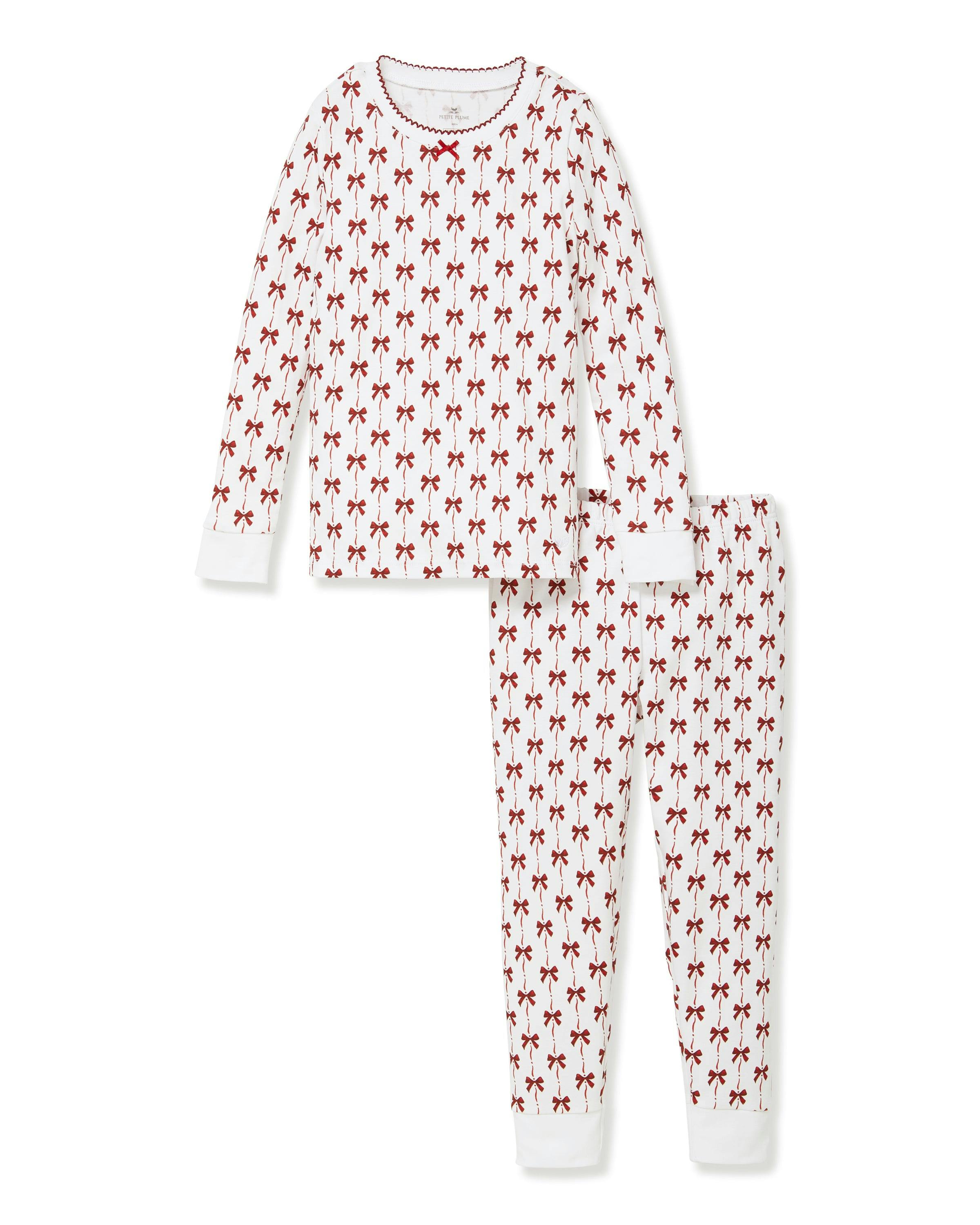 Kid's Pima Snug Fit Pajama Set in Blissful Bows