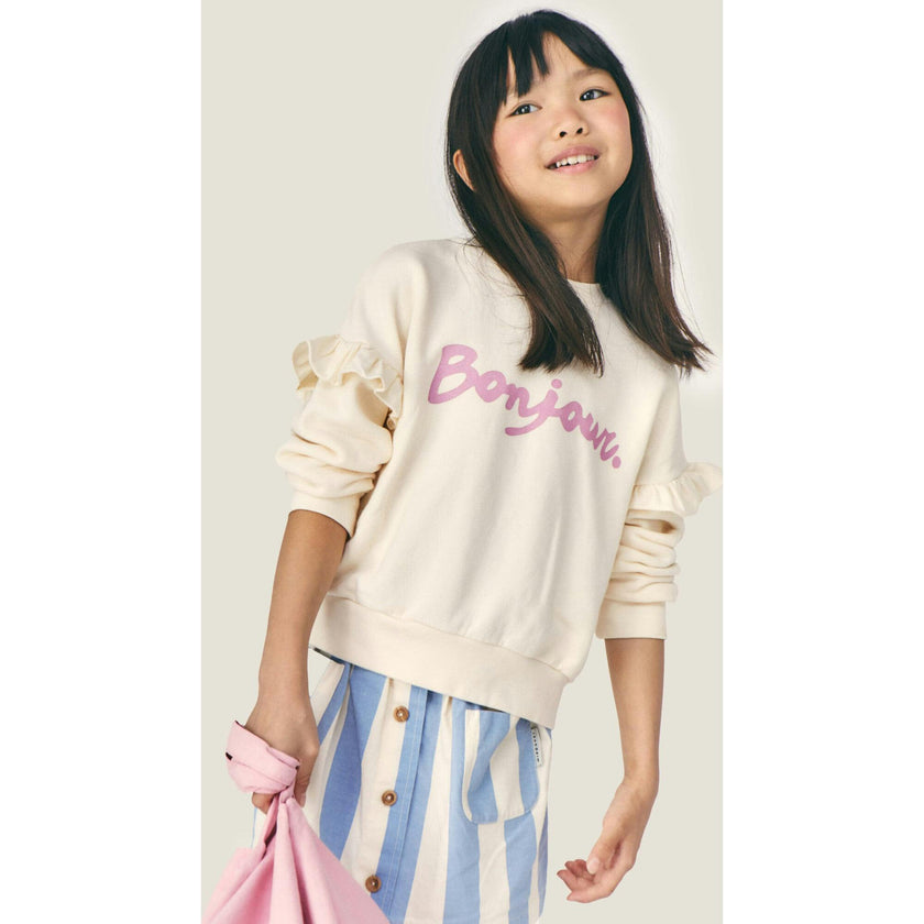 Mipounet SS26 Bonjour, Sweatshirt Ecru