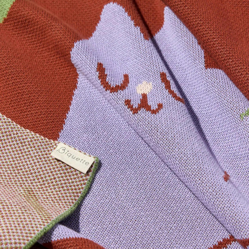 Cocktail Cat Knit Blanket