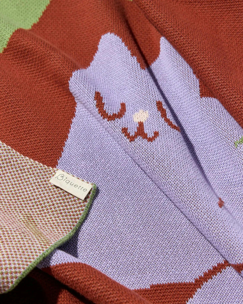 Cocktail Cat Knit Blanket