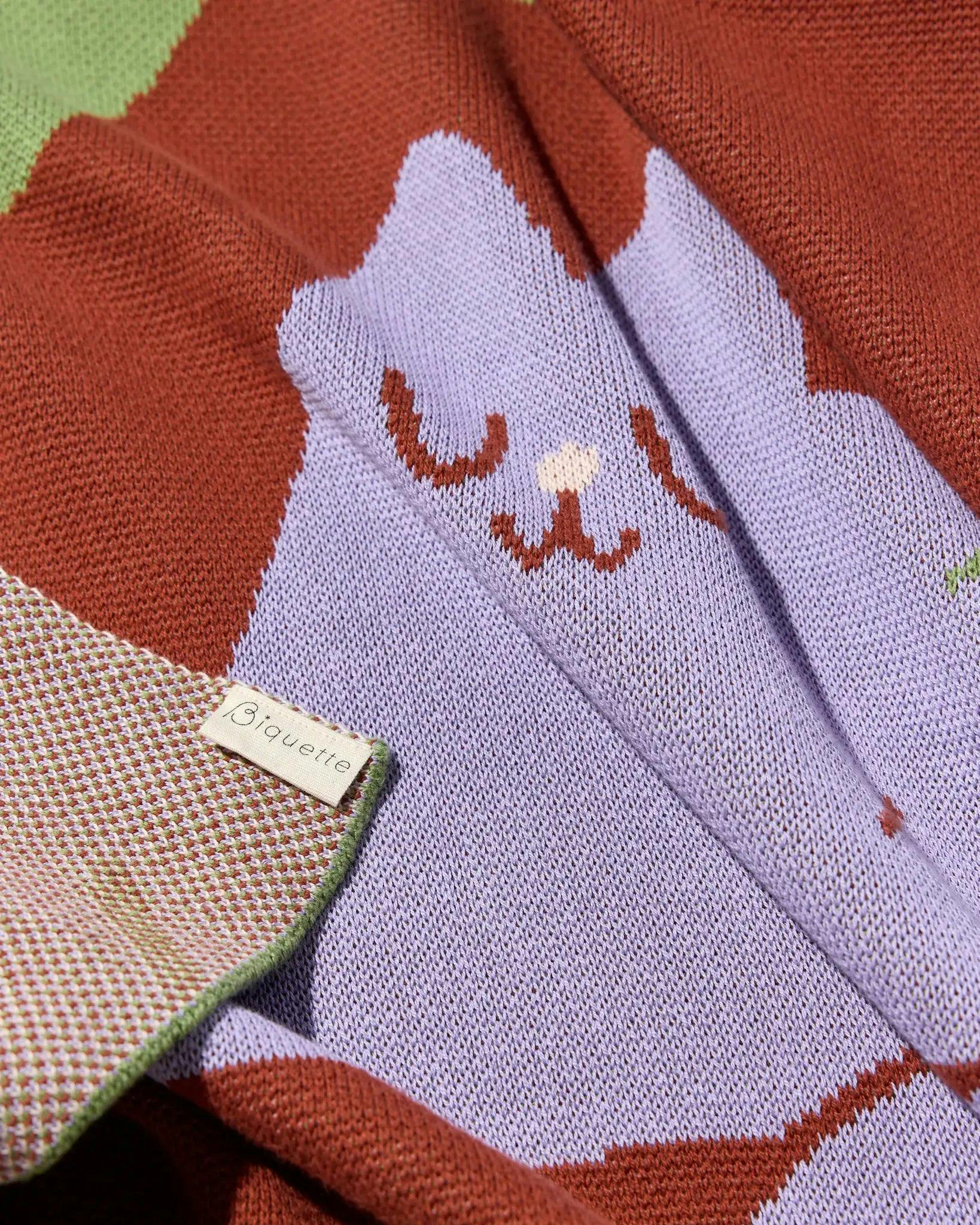 Cocktail Cat Knit Blanket