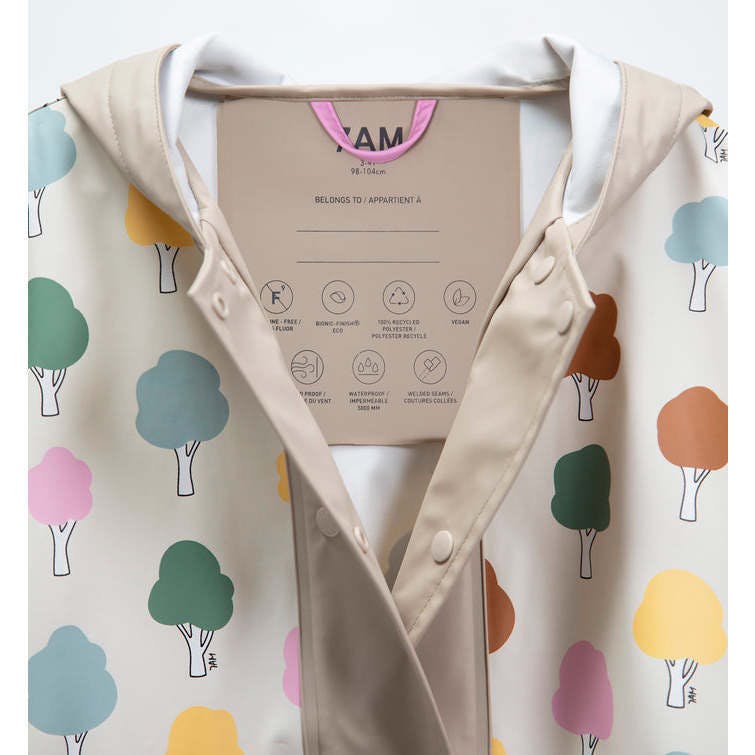 Tree Print Rain Hooded Poncho