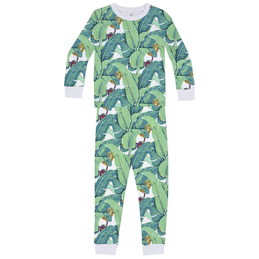 Kids Martinique® Green Banana Leaf PJ Set - Organic Stretch Jersey Knit Cotton