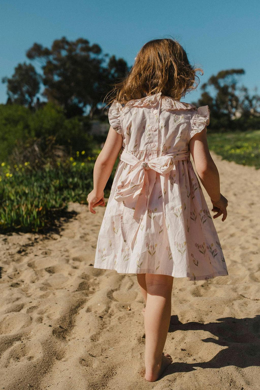 Smock Flutter Dress in Dancing Tulips