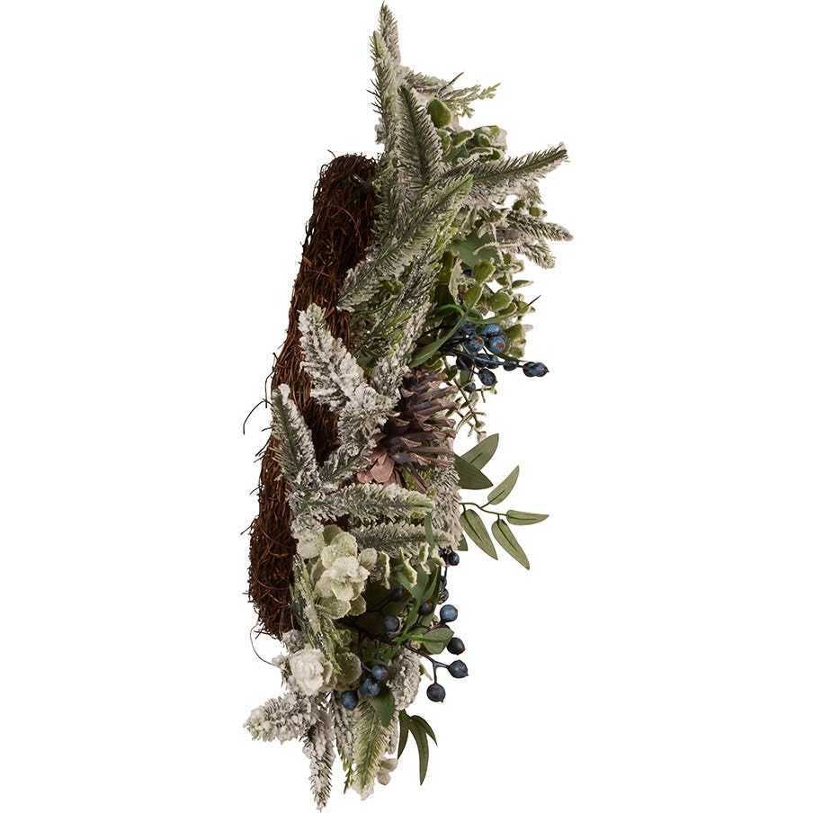 Un-Lit Decorated Rattan Wreath with Blueberries