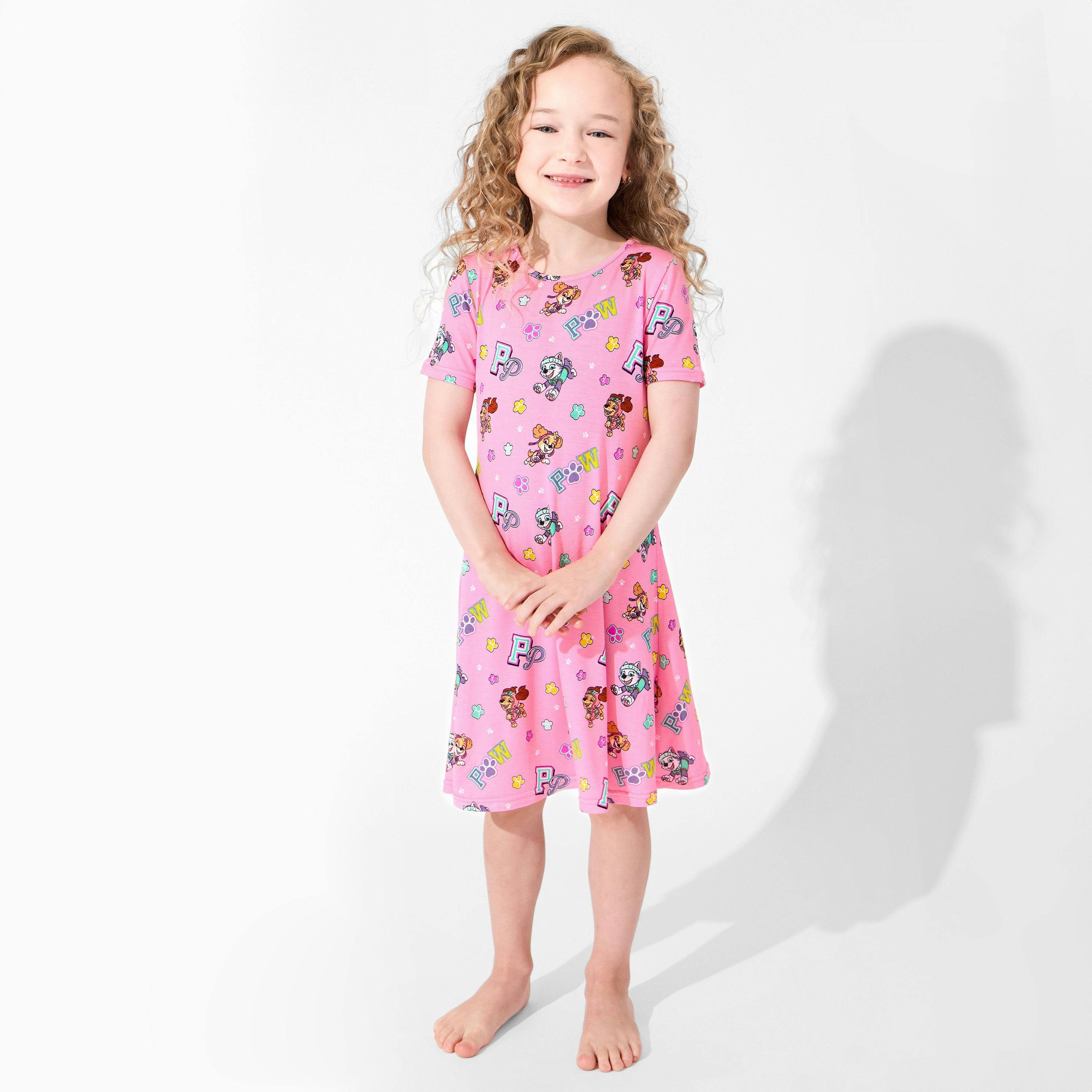 PAW Patrol: Varsity Pink Bamboo Girls' Short Sleeve Dress